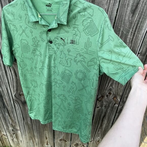 Puma X First Mile Golf Polo Mens Medium Green Desert Southwestern Performance - Picture 8 of 14